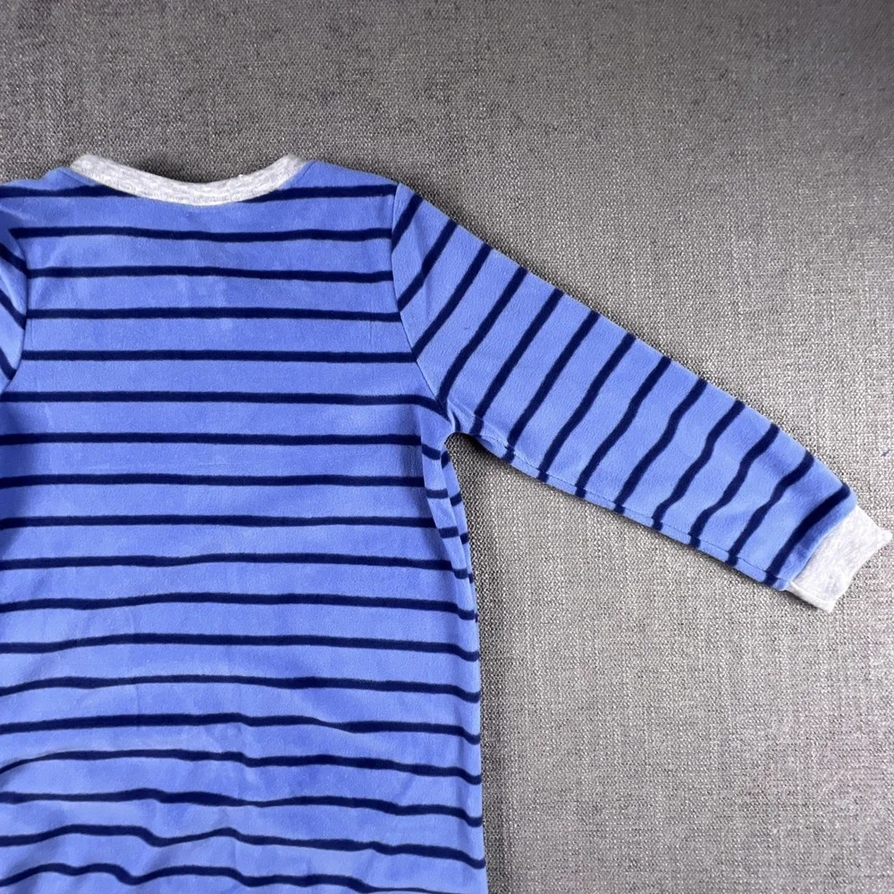 Carter's One Piece Footed Pajamas Blue Stripe Embroidered Dump Truck Boys 4T NWT